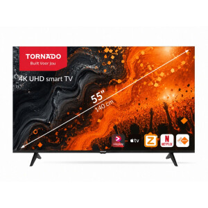 Tornado 55 inch 4K UHD smart TV met streamingapps en frameless design